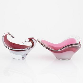 Paul Kedelv, a set of five 'Coquille' art glass for Flygfors.