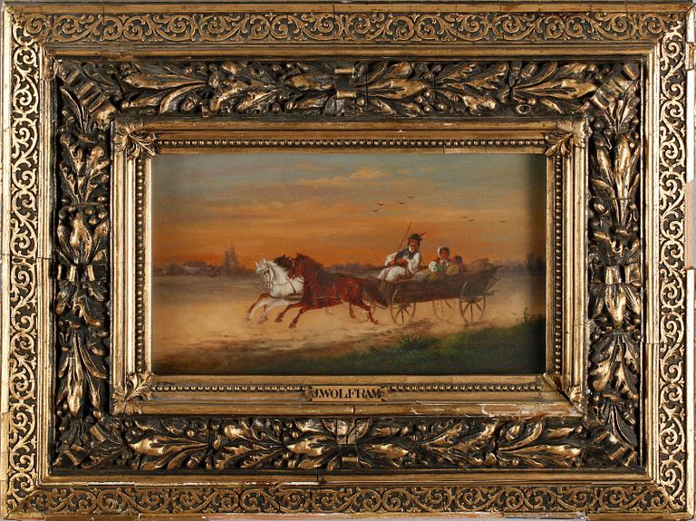 JOSEPH WOLFRAM, olja på pannå, monogramsignerad, verksam 1860-1873.