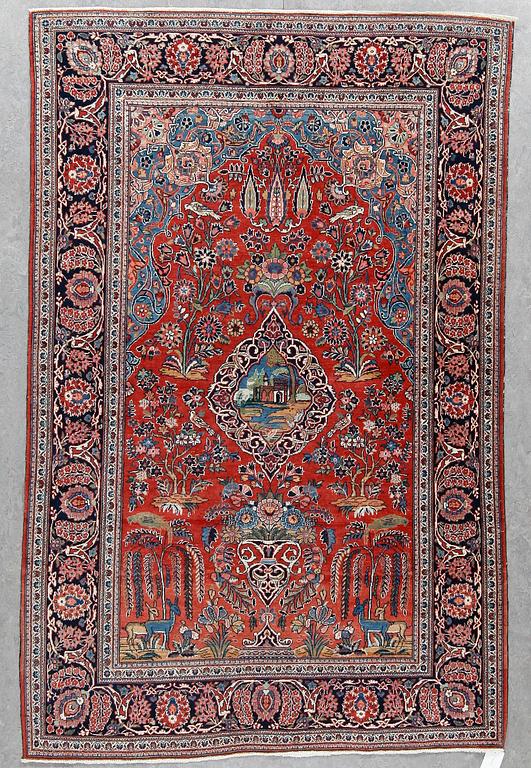 MATTA, old figural Keshan, ca 206x136 cm.