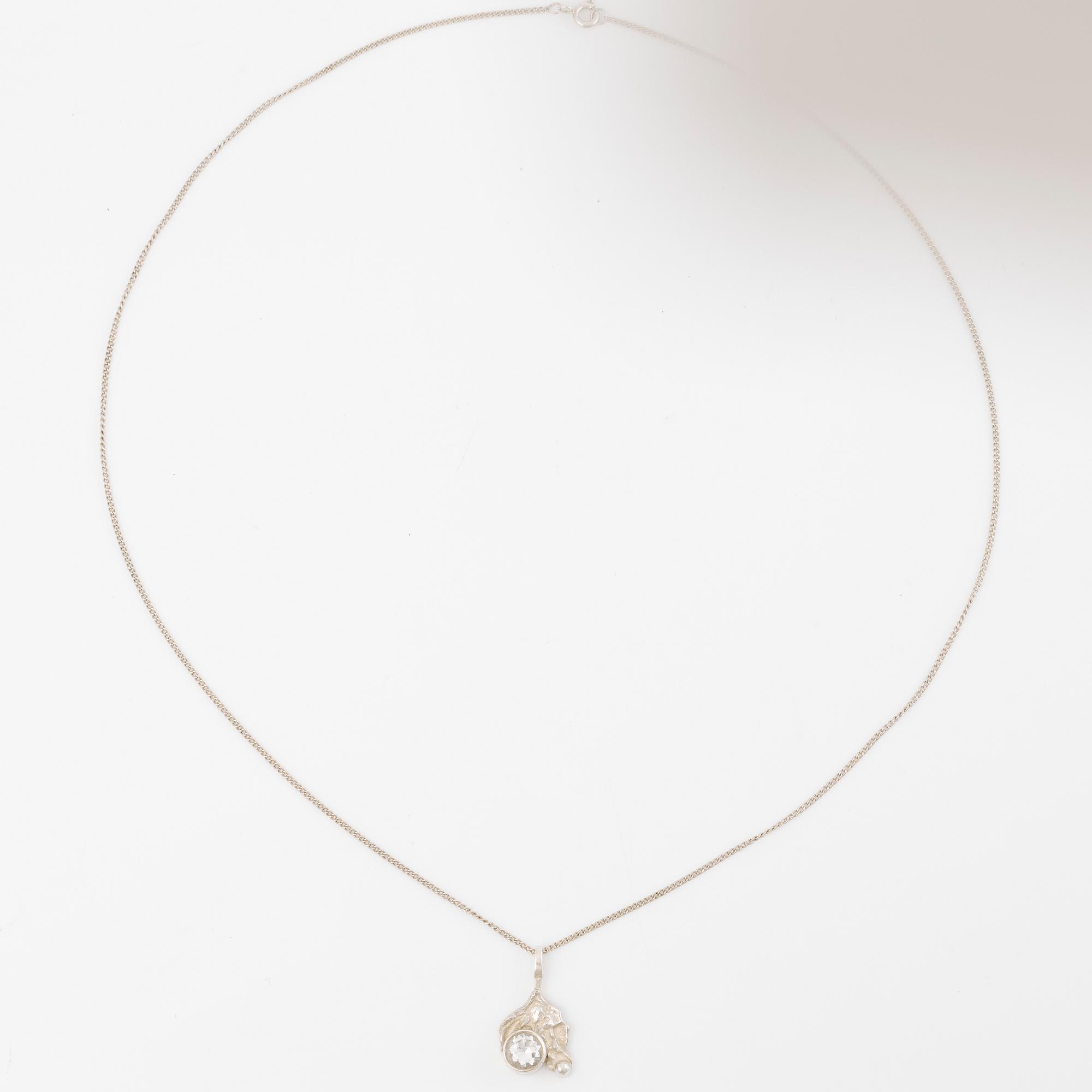 Necklace, Engelbert, sterling silver with rock crystal.