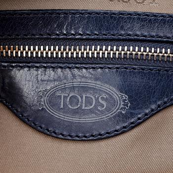 TOD'S, a blue leather shoulder bag.