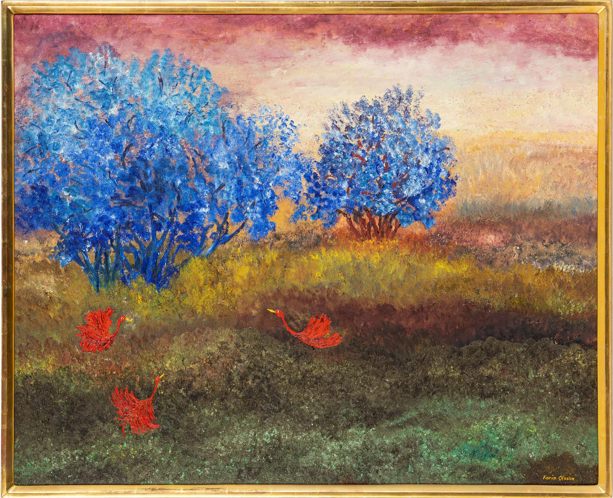 Karin Olsson, Landskap med röda fåglar.