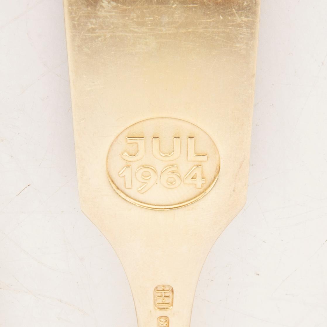 A Michelsen bestick 24 dlr förgyllt silver och emalj Danmark.