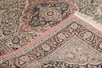 A silk carpet, Kashmir, c. 350 x 243 cm.