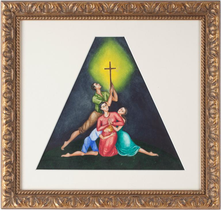 INGRID VON DARDEL. Blandteknik/gouache/akvarell.