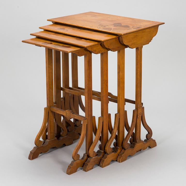 A four pieces Art Nouveau nesting table, Central Europe, circa 1900.