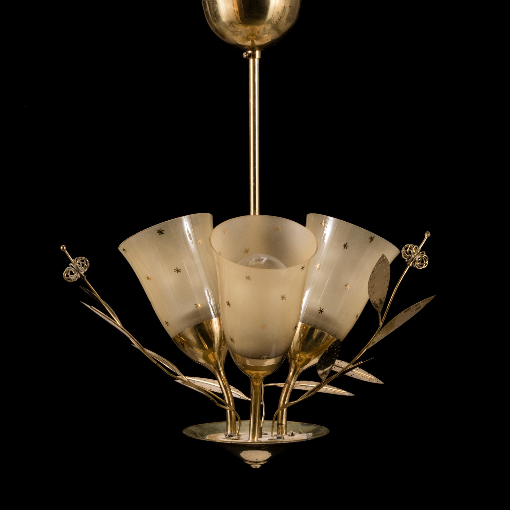 A mid-20th Century brass ceiling light, Itsu, Finland.