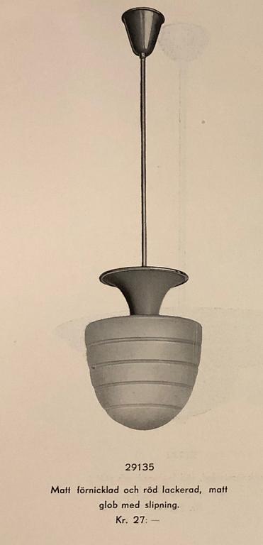 Erik Tidstrand, a ceiling lamp, Nordiska Kompaniet, 1930s.