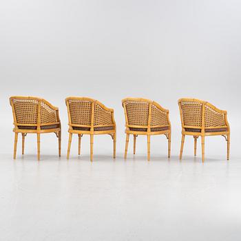 Armchairs, rattan, 4 pcs, second half of the 20th century.