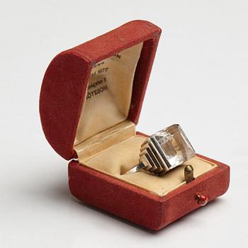 Wiwen Nilsson, ring, Lund 1950, sterling med facettslipad bergkristall.