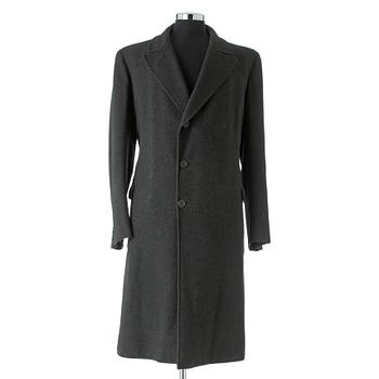 A.W. BAUER, a grey merino wool overcoat.