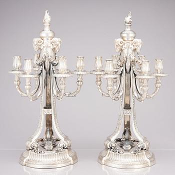 A pair of Swedish silver candelabras, CH Hallberg, Stockholm 1907.