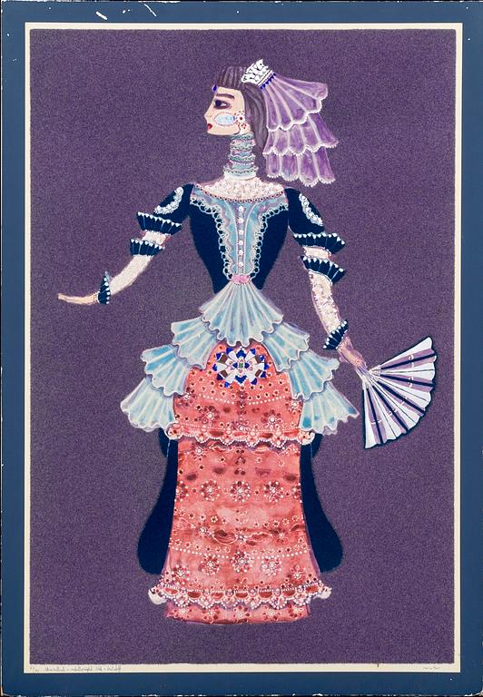 MAX WALTER SVANBERG, 3 st akvarellerade, metallpräglade reproduktioner med textilstoff, signerade och numrerade.