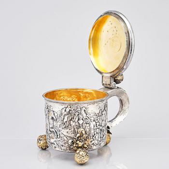 A Swedish 17th century parcel-gilt tankard, marks of Ferdinand Sehl the elder, Stockholm 1693.