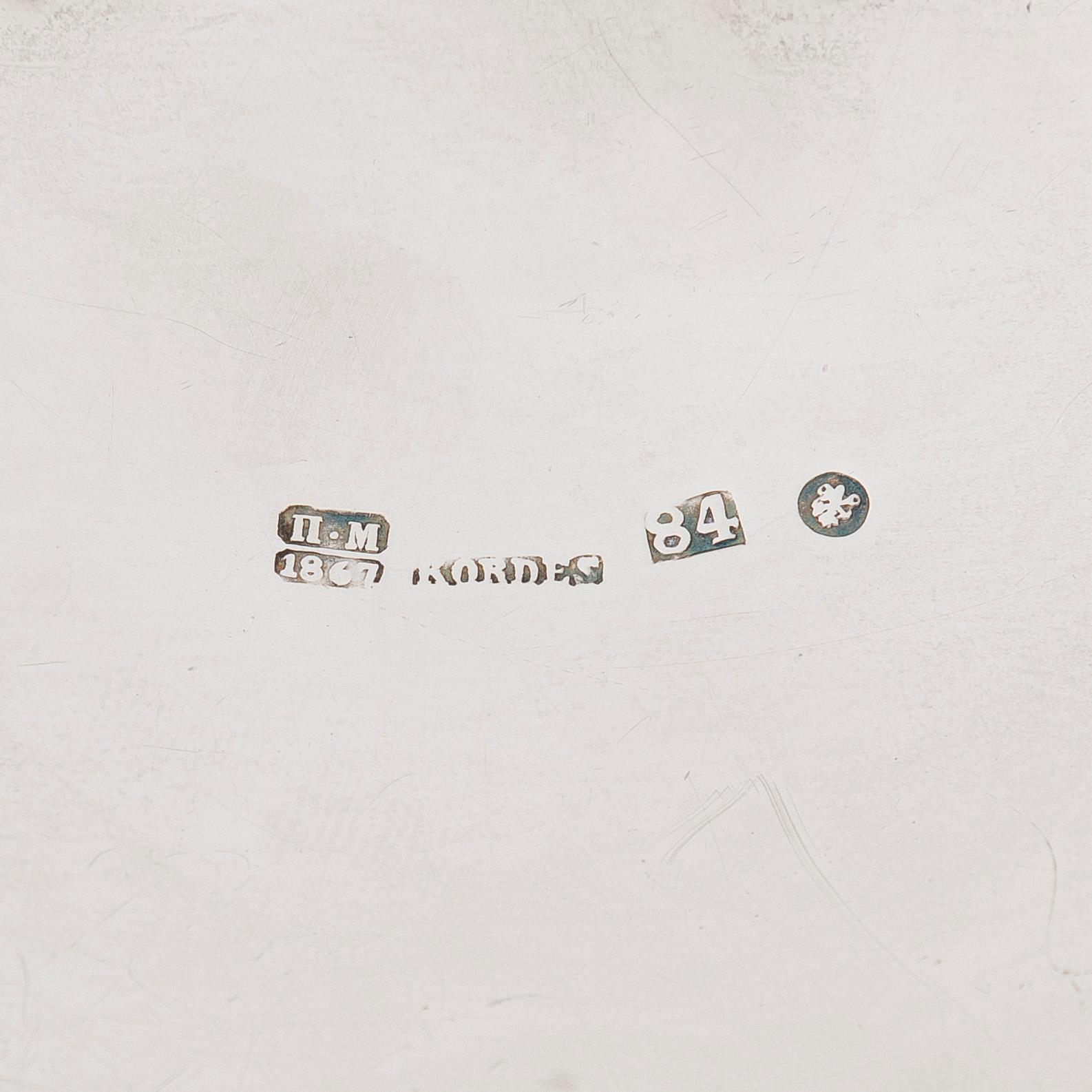 Alexander Kordes, smörbytta, silver, S:t Petersburg, Ryssland 1867.