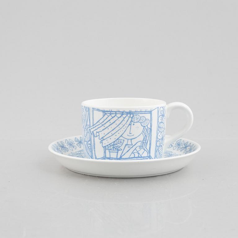 Stig Lindberg, six tea cups with saucers "Boro", Gustavsberg.