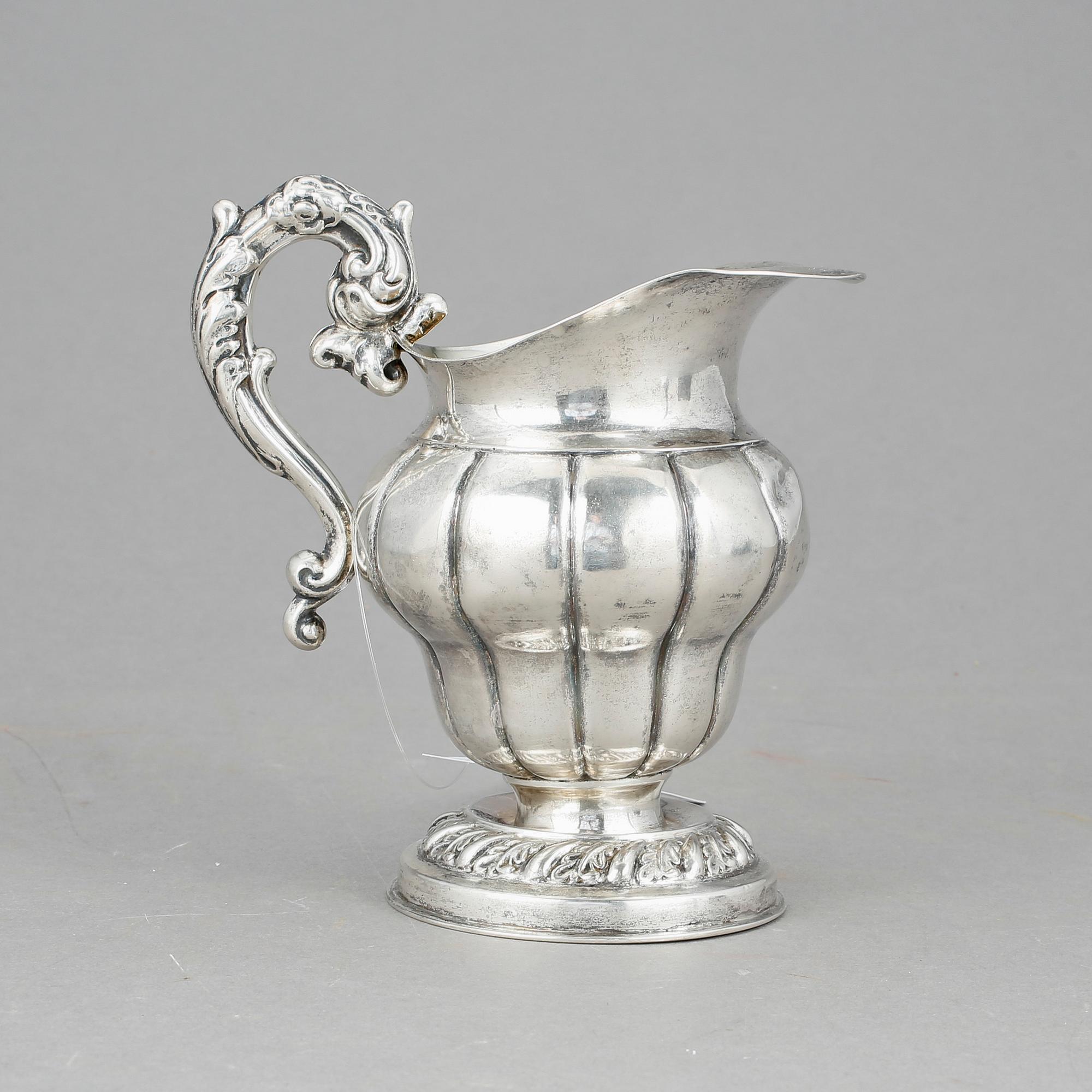 GRÄDDKANNA, silver, Anders Lundqvist, Stockholm, 1842, Vikt 309 g.