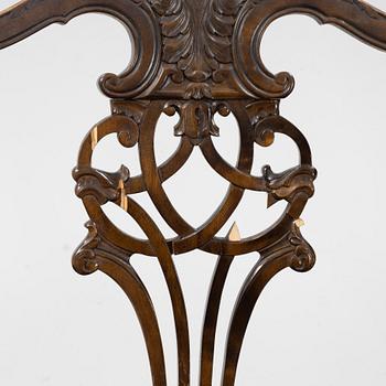 Stolar, 9 st, Chippendale-stil, tidigt 1900-tal.