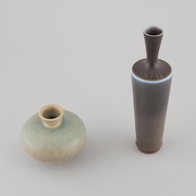 two stoneware vases for Gustavsberg, signed.