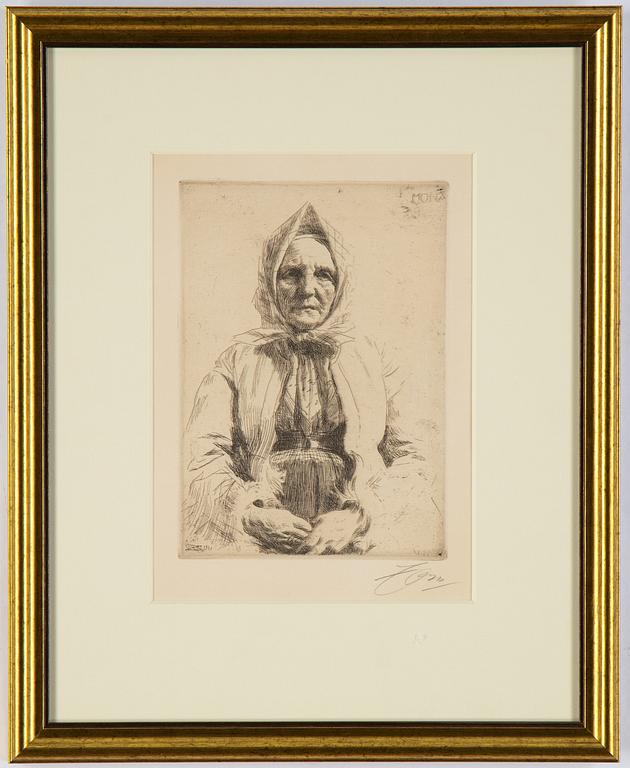 Anders Zorn, etching, 1911, signed in pencil.