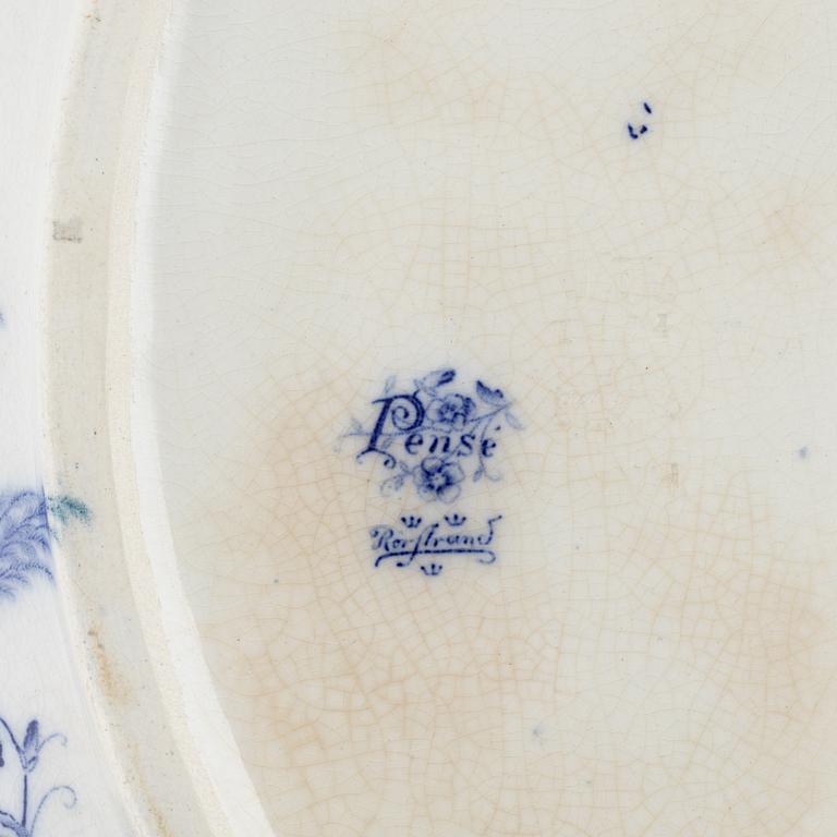 Servisdelar, 4 st, flintgods, "Pensé", Rörstrand, omkring år 1900.