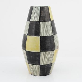 Carl-Harry Stålhane,  vase, "Torro faience", decor by Aune Laukkanen, Rörstrand, Sweden ca 1952.