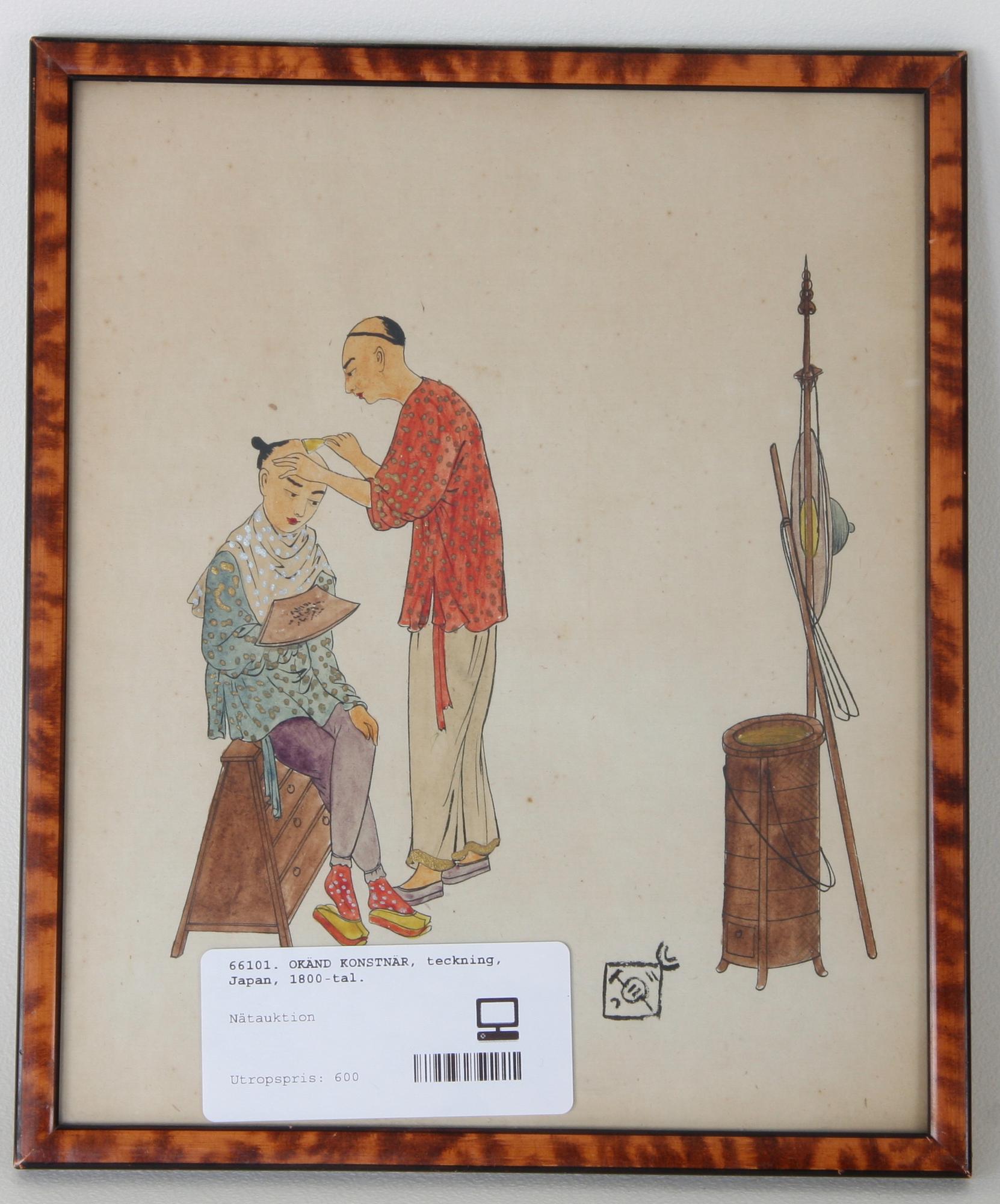 OKÄND KONSTNÄR, teckning, Japan, 1800-tal.