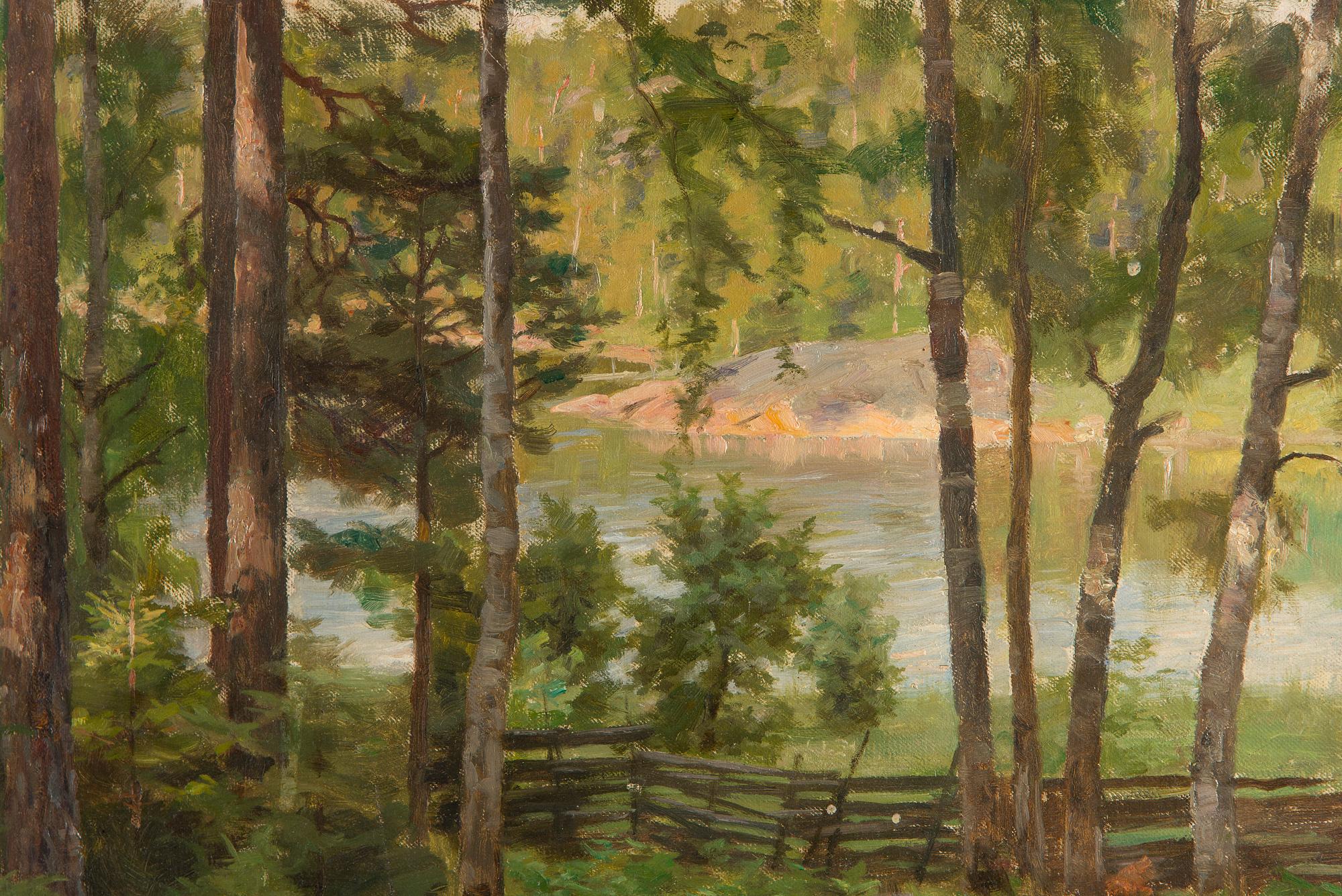 Fredrik Ahlstedt, Metsänäkymä rannan laidalla.