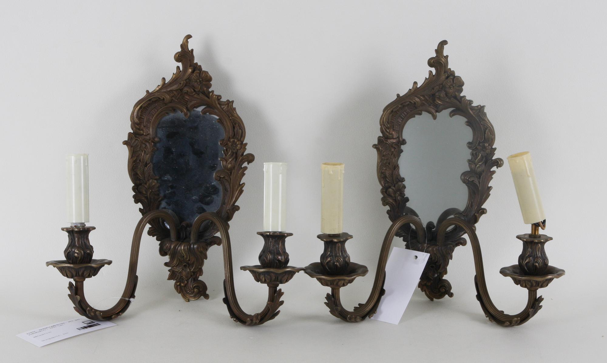 SPEGELLAMPETTER, ett par, rokokostil, 1900-tal.