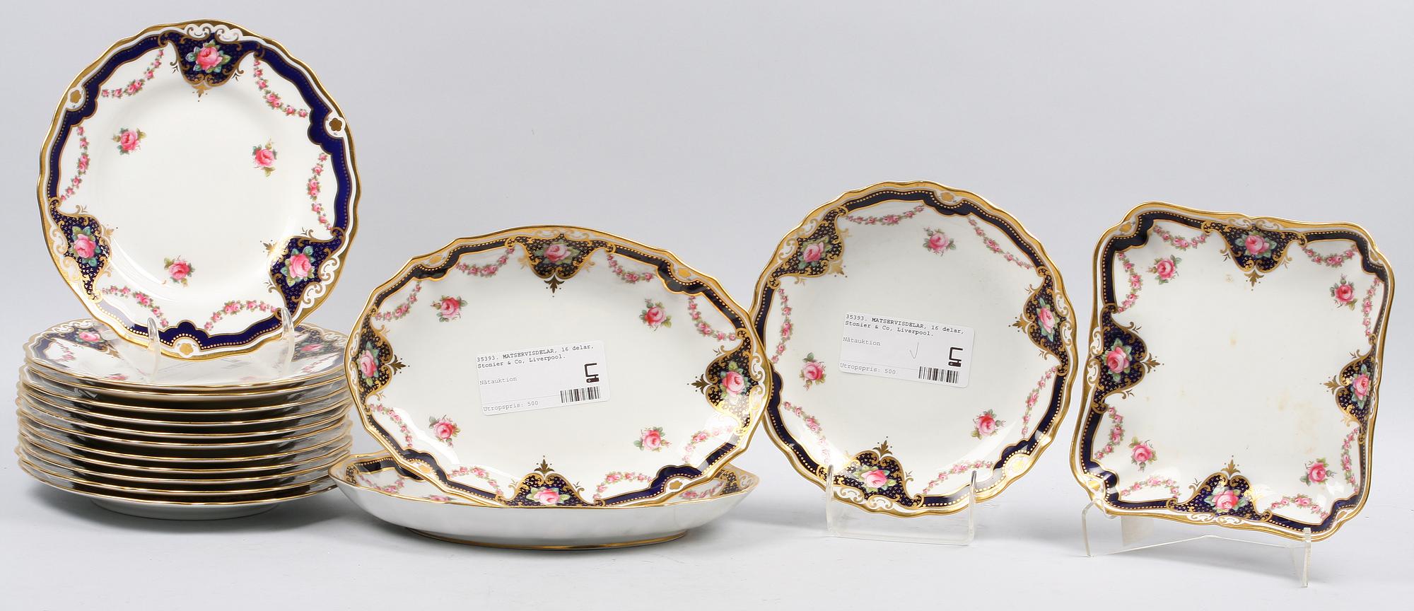 MATSERVISDELAR, 16 delar, Stonier & Co, Liverpool.