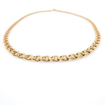 August Mikkov necklace 18K rose gold graduated Bismarck link Stockholm 1962.