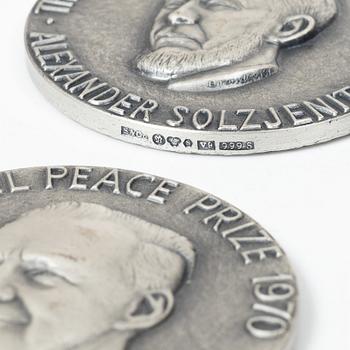 Minnesmedaljer, 6 st, silver, "1970 års Nobelpristagare", Sporrong, Norrtälje 1971.