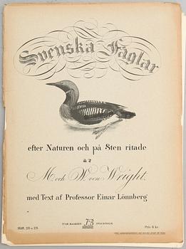 LITOGRAFISKA TRYCK, ca 30 st, ur M och W von Wright, Svenska fåglar.