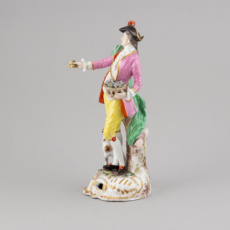 A porcelain figurine, with a Meissen like mark, second half of the 20th century.