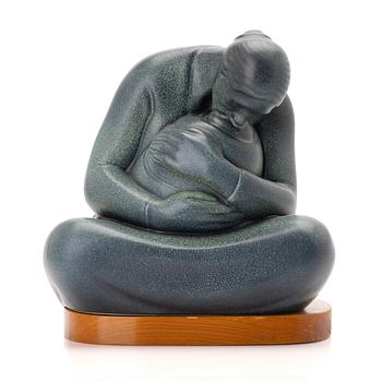 Gunnar Nylund, Sculpture, <i>Seated Mother and Child</i>, ceramic, Rörstrand.