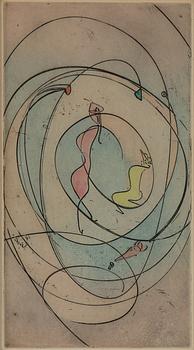 Max Ernst, etching & aquatint in colour, colured, 1970, signed EA.