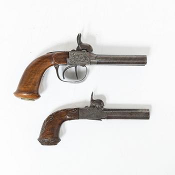 Percussion  pistols 2 pcs, Belgian, mid-19th century.
