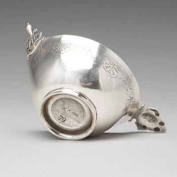 A Swedish 18th century silver brandy-bowl, mark of Daniel Poppelman, Gävle (1744-1764(1771)).