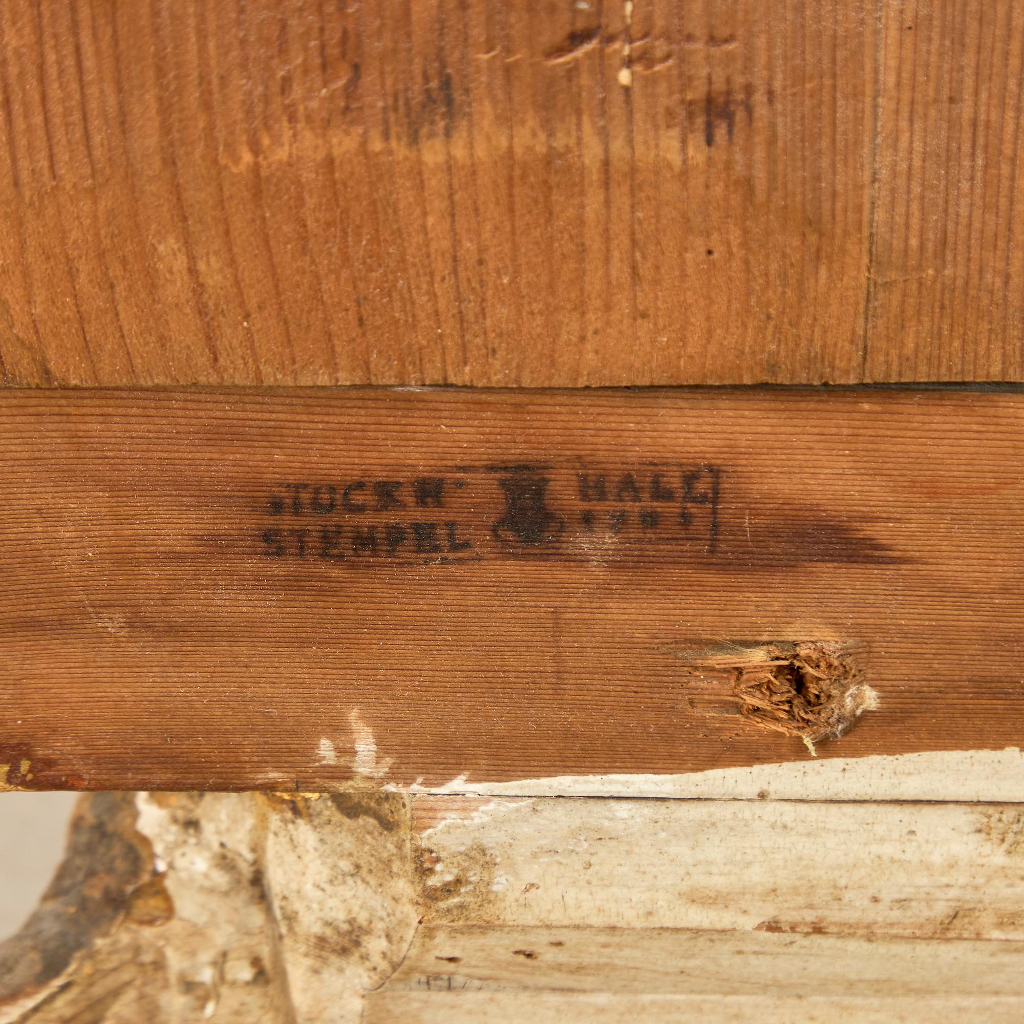 A Gustavian giltwoos mirror by J. Åkerblad (master in Stockholm 1758-99).