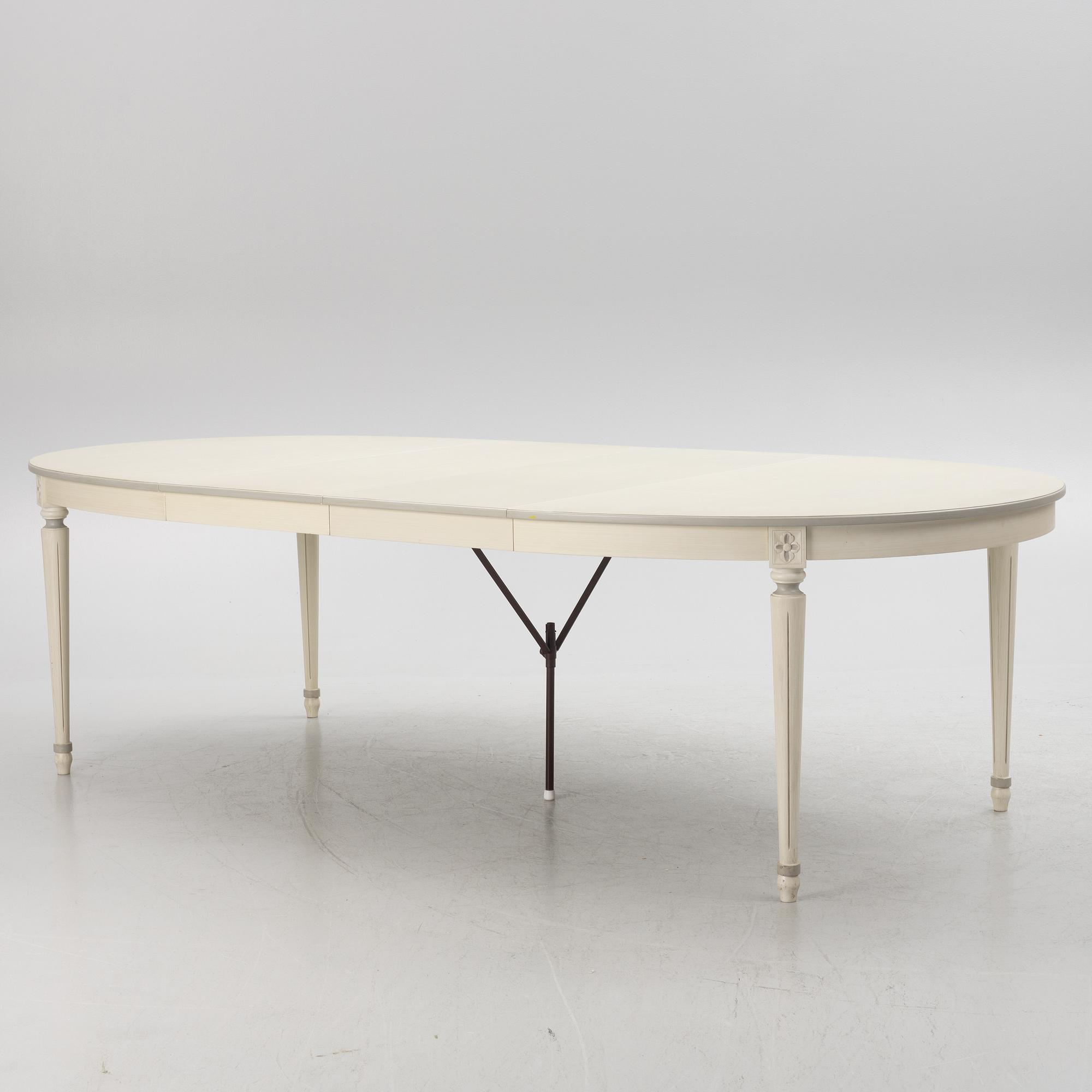 Dining table, 2 armchairs, 6 chairs, Gustavian style, "Old Sweden", Åmells furniture, late 20th century.