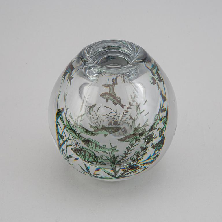 EDWARD HALD, a "graal" glass vase, Orrefors 1945.