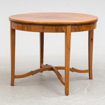SOFA, TABLE AND FIVE CHAIRS, mid 20th century.
