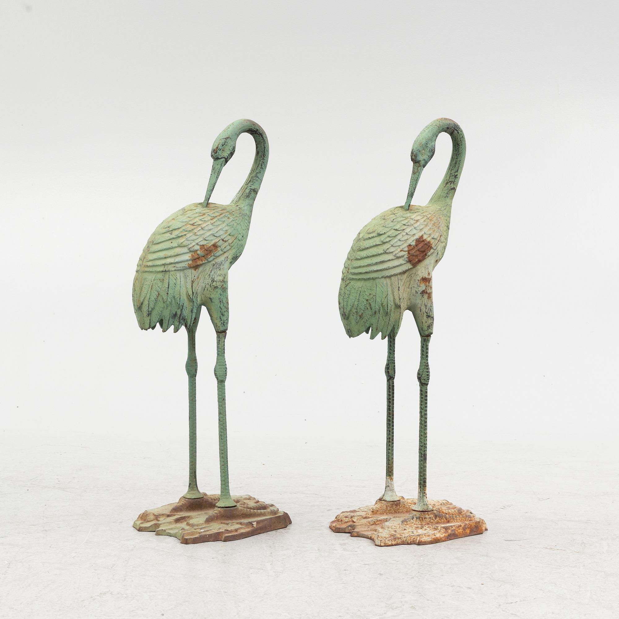 Garden sculptures, a pair, metal, late 20th century.