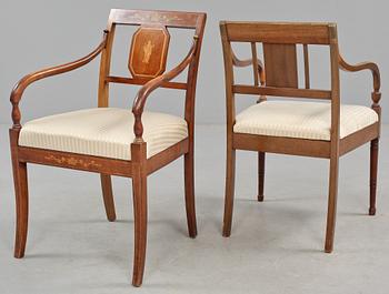 KARMSTOLAR, 2 st, senempirstil, 1800/1900-tal.
