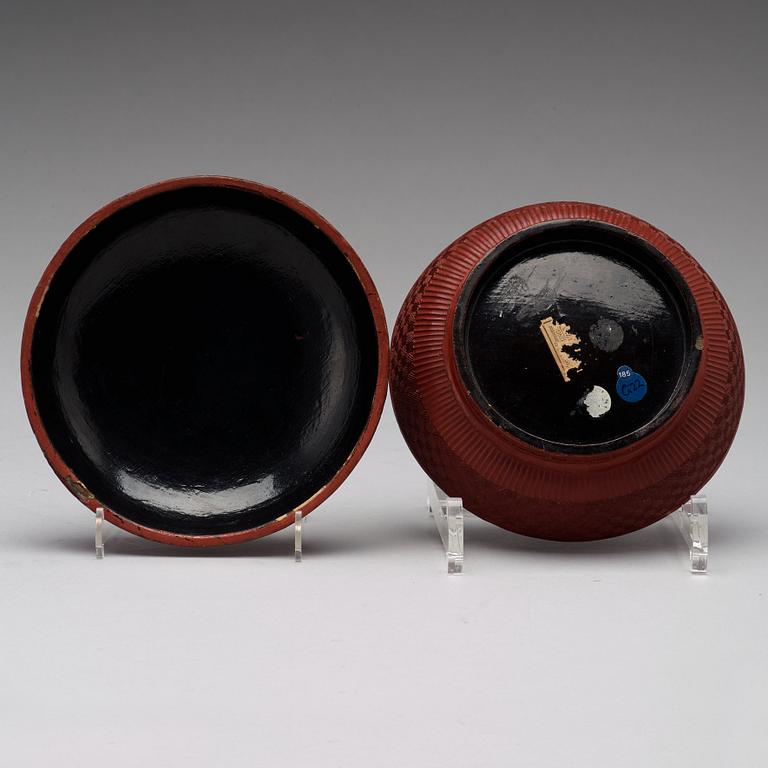 A lacquer box with cover, Qing dynasty, circa 1800.