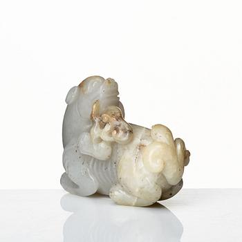 Mytologisk best med lingzhisvamp, nefrit. Sen Qing dynasti.