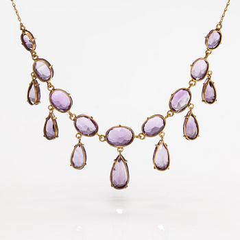 Halsband, förgyllt silver, ametister.