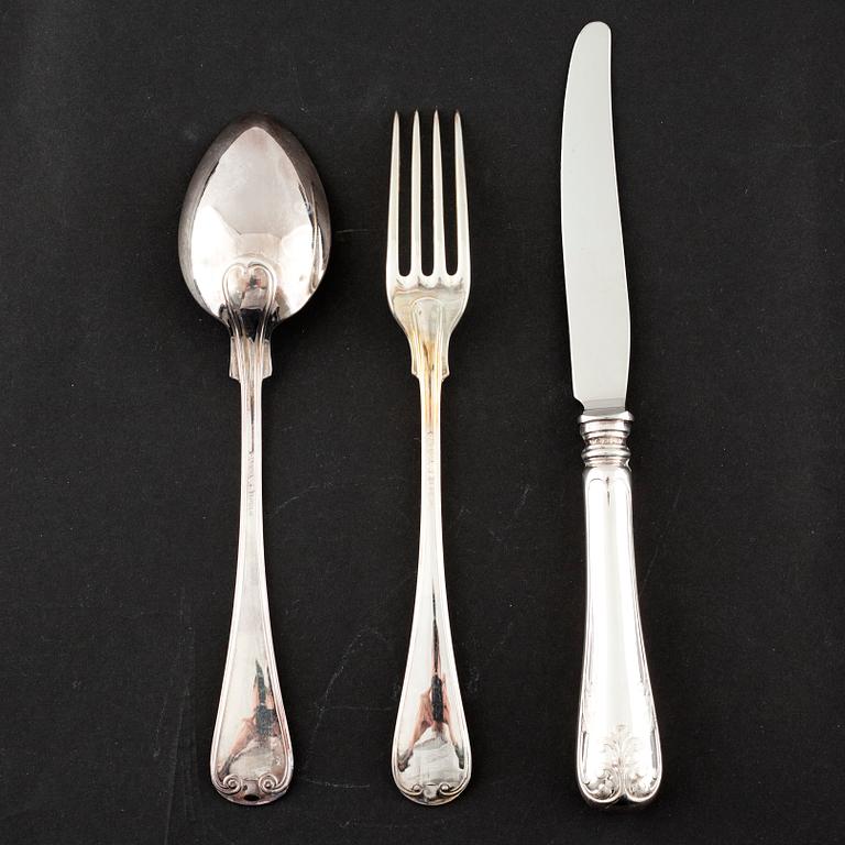 BESTICK, 36 delar, silver, "Gammal fransk", GAB, Eskilstuna, 1900-talets fjärde kvartal.