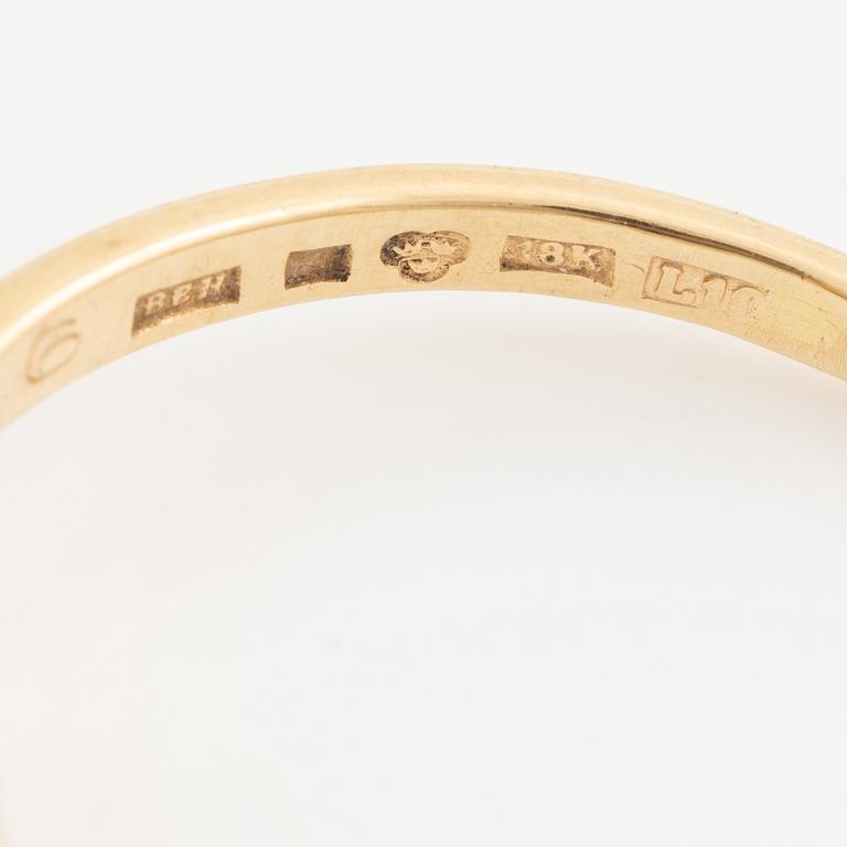 Ring, six pieces, 18K gold with, among other things, pearls and rose-cut diamond.