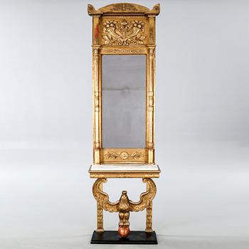 SPEGEL med KONSOLBORD, empire, 1800-talets första hälft.